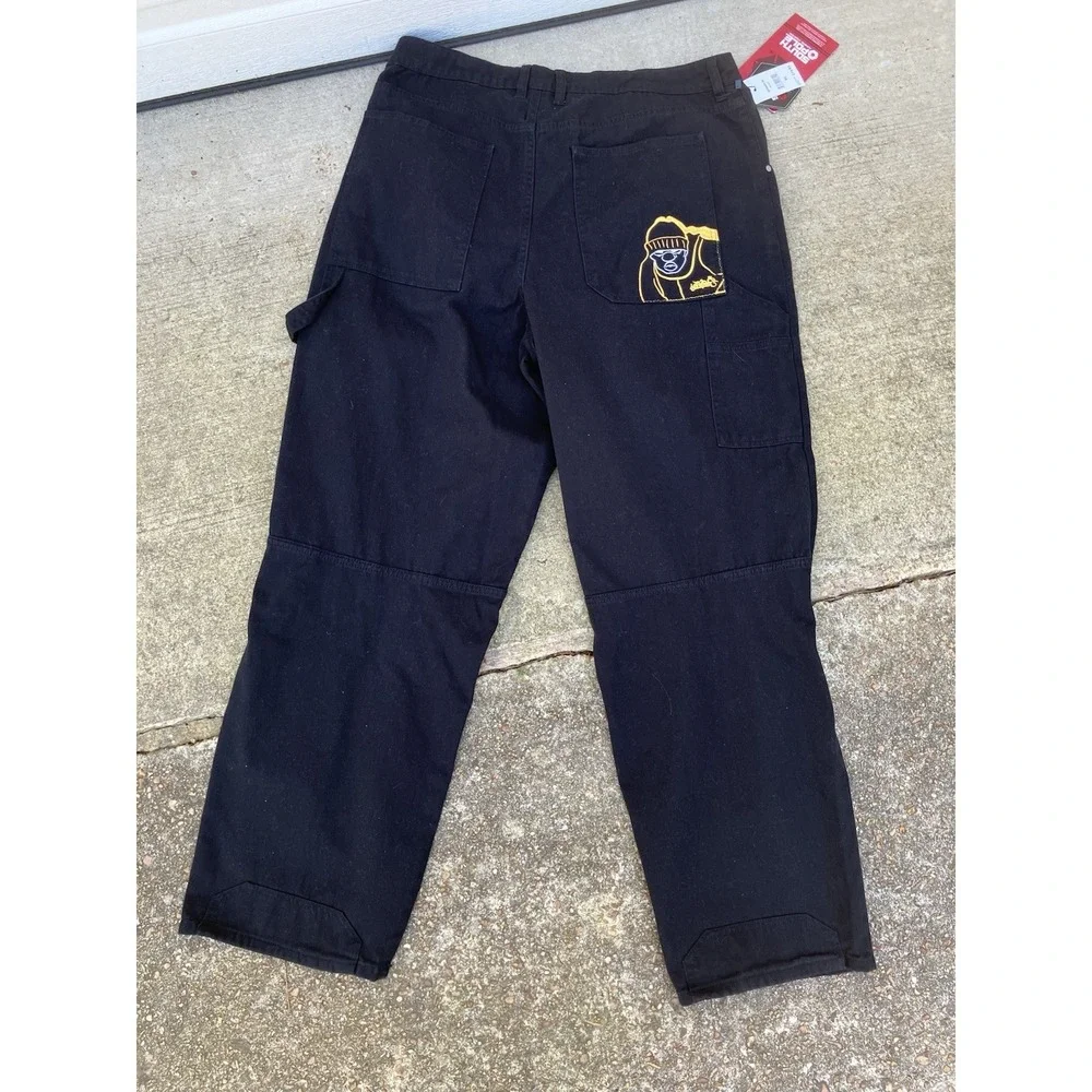 Southpole Men's 36x34 Straight Solid Black Denim Jeans Baggy Hip Hop NWT XL